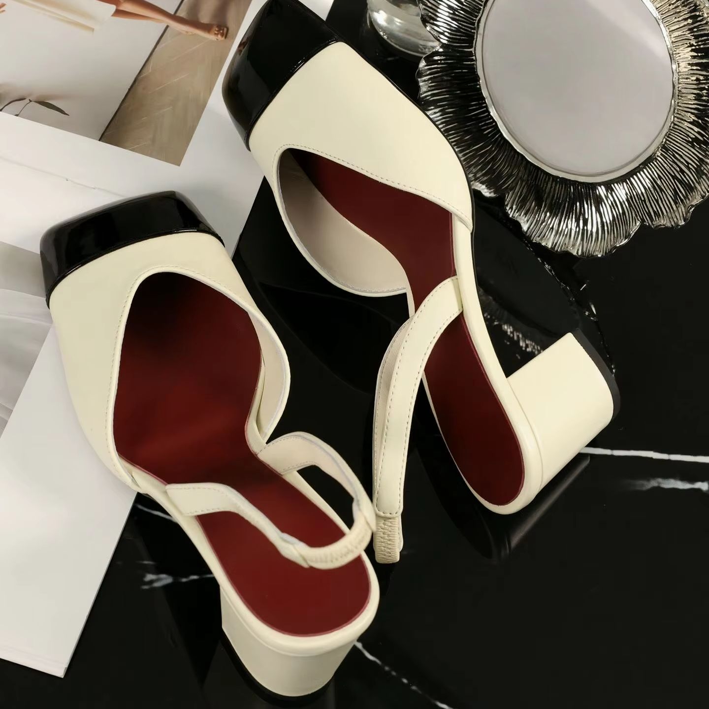 Women Slingback Pumps Two Tone - Sandals 评论和价格