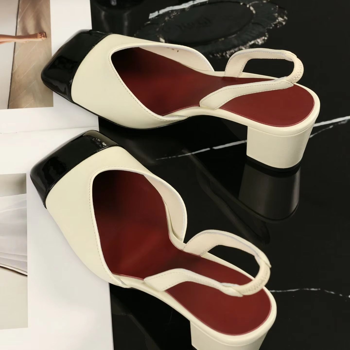 Women Slingback Pumps Two Tone - Sandals 评论和价格