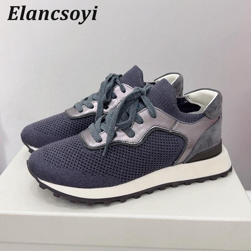 Flat Shoes Women String Bead K - Knit Fabric Lace Up Sneakers 评论和价格