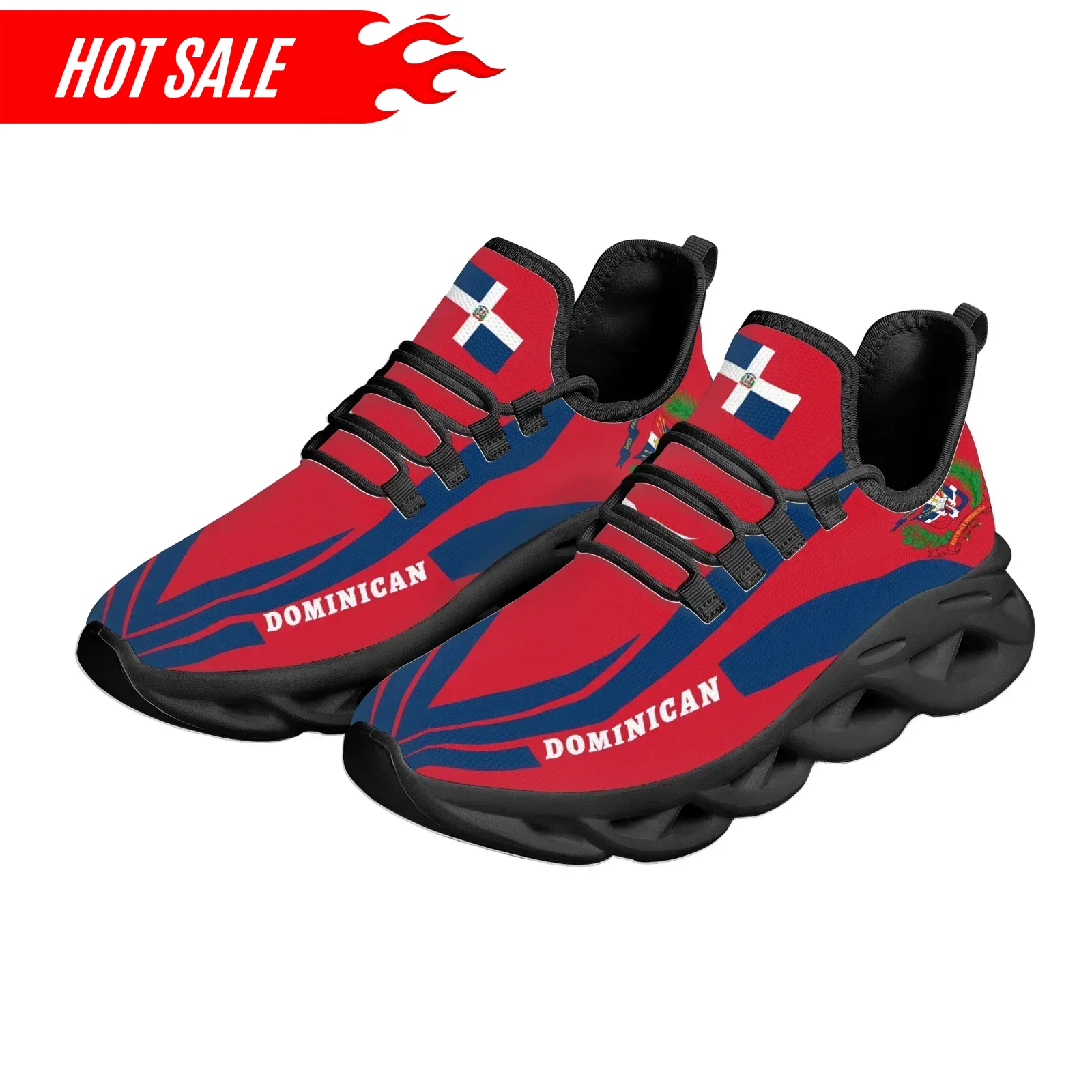 Hot Dominican Flag National Em - Knit Fabric Lace Up Sneakers 评论和价格
