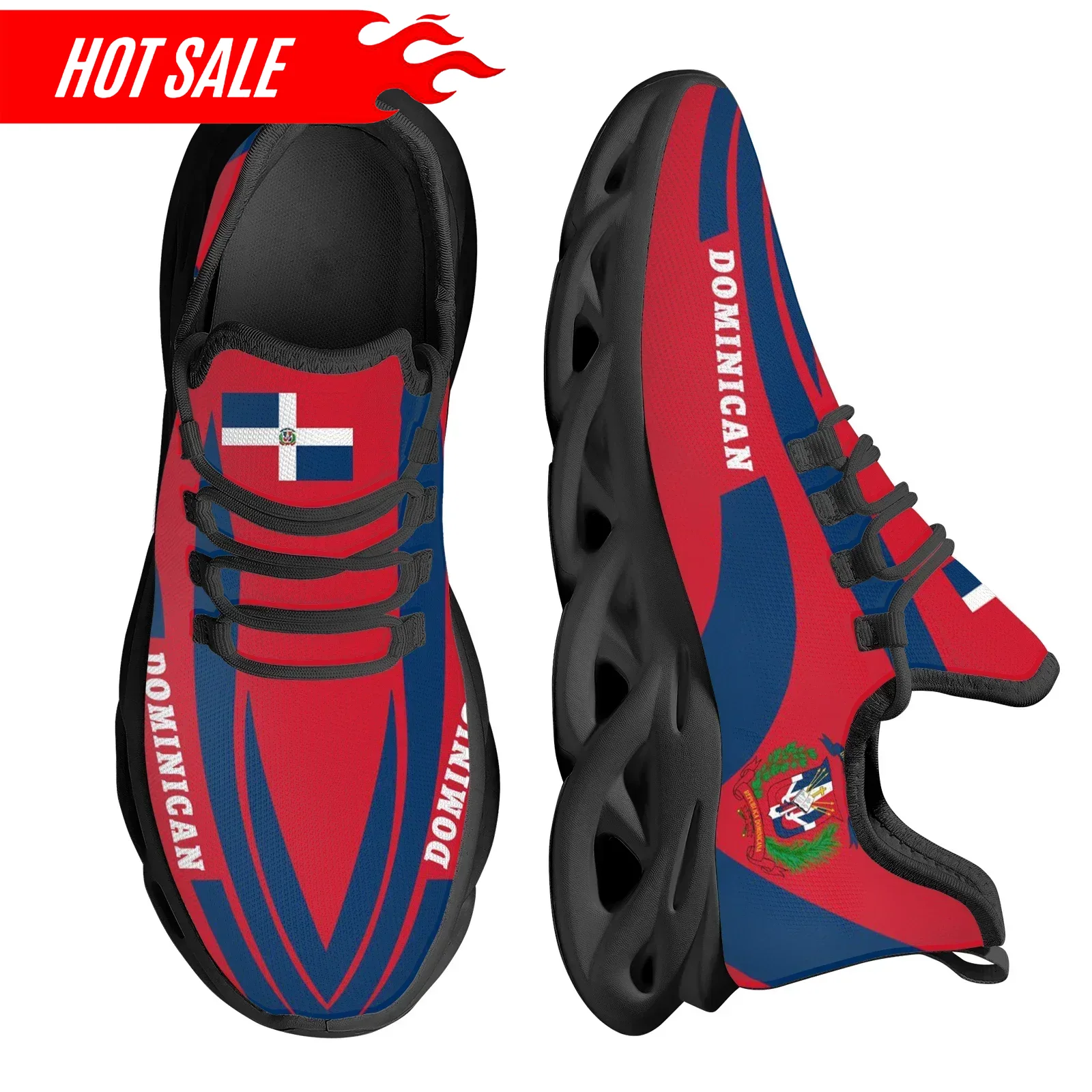 Hot Dominican Flag National Em - Knit Fabric Lace Up Sneakers 评论和价格