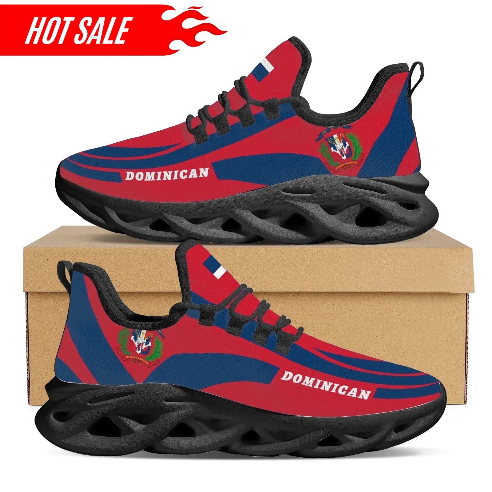 Hot Dominican Flag National Em - Knit Fabric Lace Up Sneakers 评论和价格