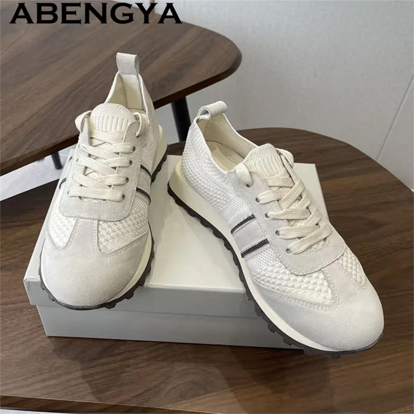 2026 Spring Hot Sale Knitted L - Knit Fabric Lace Up Sneakers 评论和价格
