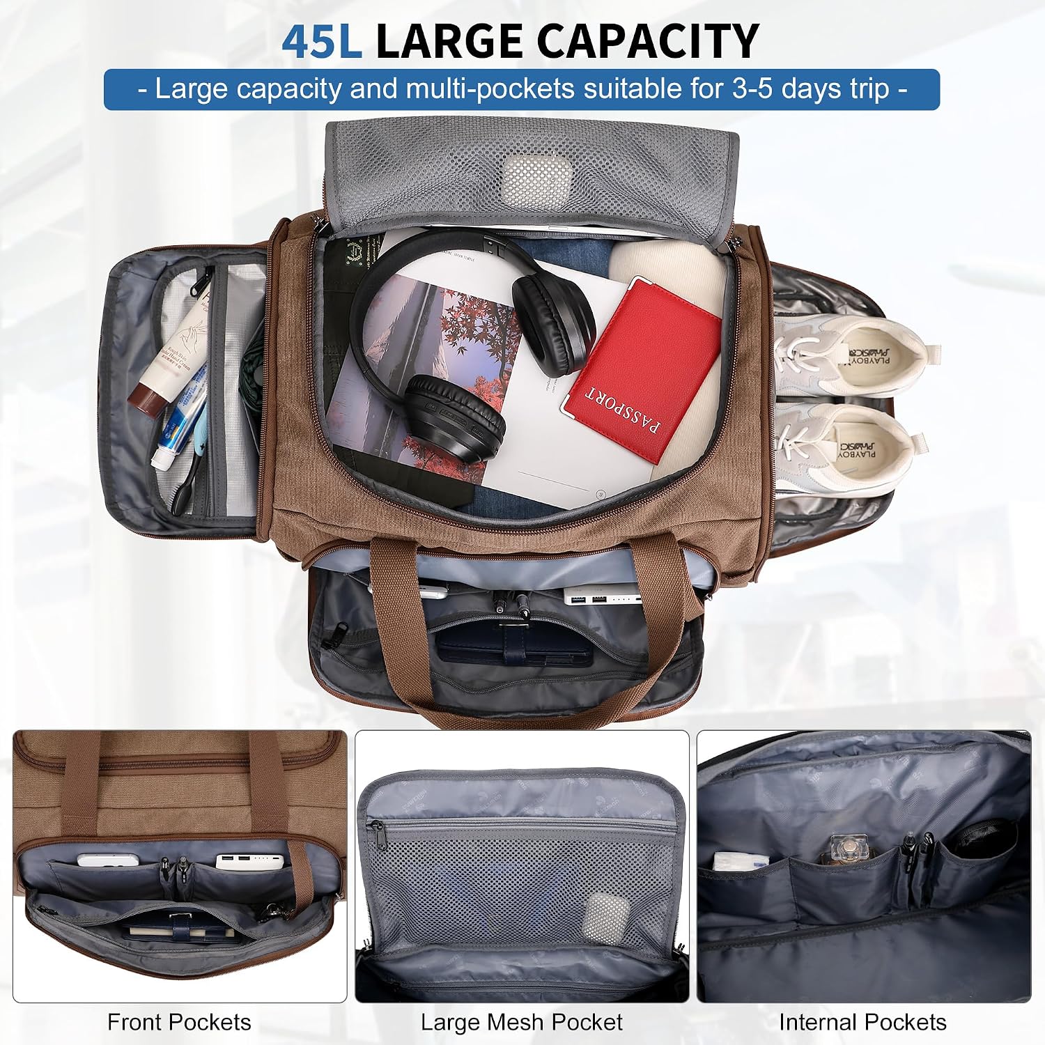 Canvas Duffle Bag for Men 3 in - Men'S Shoes 评论和价格