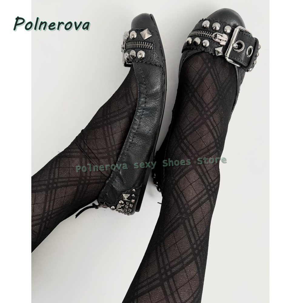 Rivet Belt Buckle Mary Jane Sh - Boots 评论和价格