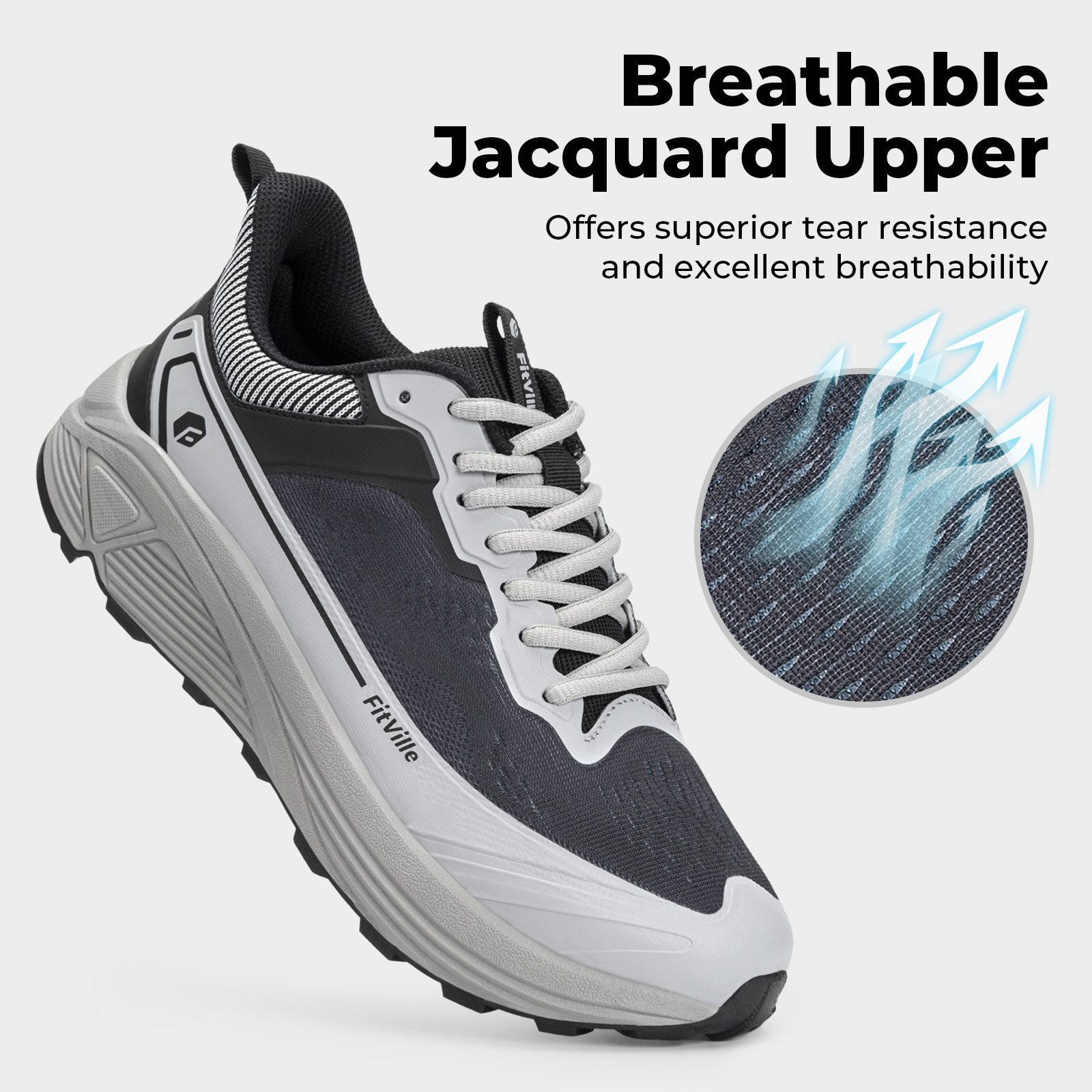 FitVille Wide Sports Shoes Wea - Anti Slip Trail Running Sneakers 评论和价格