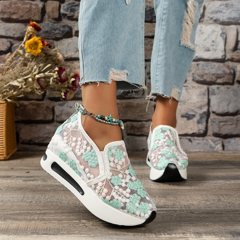 Lace Flats Platform Women Spor - Breathable Mesh Athletic Shoes 评论和价格