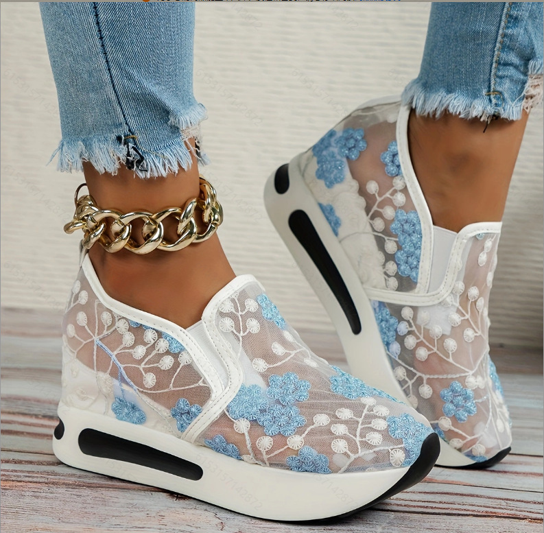 Lace Flats Platform Women Spor - Breathable Mesh Athletic Shoes 评论和价格