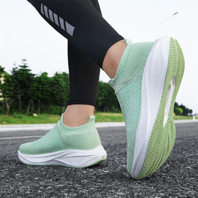 Unisex Slip on Sock Running Sh - Knit Fabric Lace Up Sneakers 评论和价格