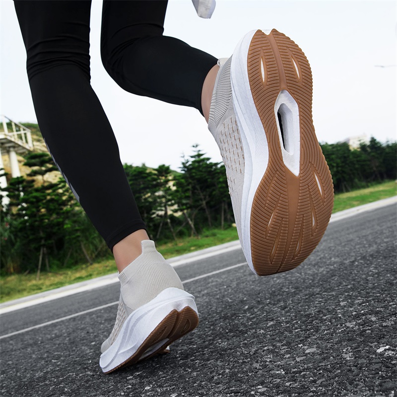 Unisex Slip on Sock Running Sh - Knit Fabric Lace Up Sneakers 评论和价格