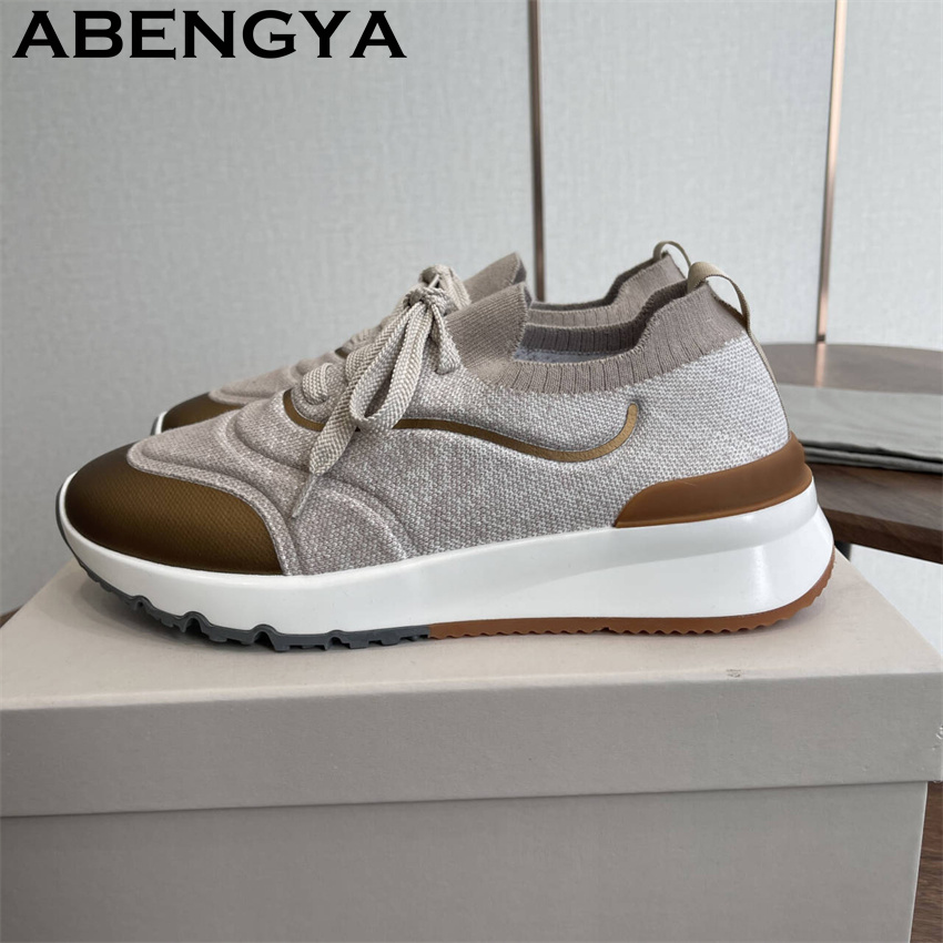 Men New Multicolour Knitted lo - Knit Fabric Lace Up Sneakers 评论和价格